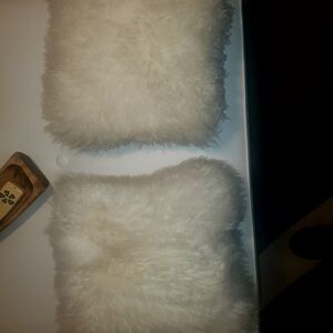 Plush Faux Fur Throw Pillow Set - Cream